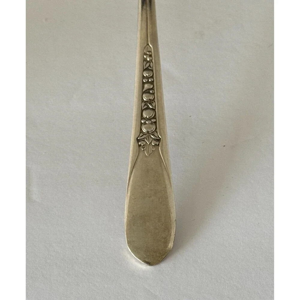 Wm Rogers Mfg Co Original Rogers Serving Spoon Fruit Motif Silverplate VTG 1890s